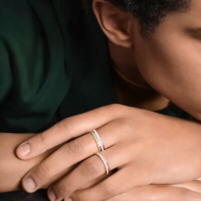 Bague Boucheron Quatre White Edition Small en Or jaune, or blanc, or rose et céramique