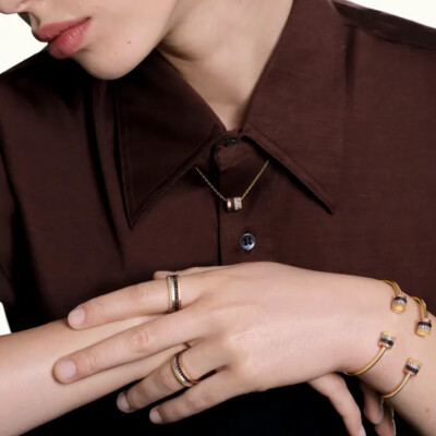 Bague Boucheron Quatre Small en or jaune, or blanc, or rose et PVD marron