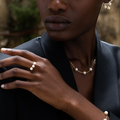 Collier Claverin Bold Success en or jaune et perles