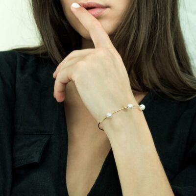 Bracelet Claverin Bold Success en or jaune et perles