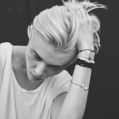 Bracelet sur cordon Claverin Unisex Cords en or blanc et perle de Tahiti