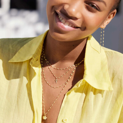 Collier Gigi Clozeau Classique en or jaune et résine mimosa, 42cm