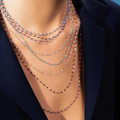 Collier Gigi Clozeau Classique en or jaune et résine bleu, 42cm