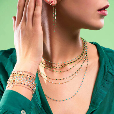 Collier Gigi Clozeau Classique en or jaune et résine jade, 42cm