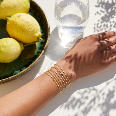 Bracelet Gigi Clozeau Classique en or jaune et résine mimosa, 17cm