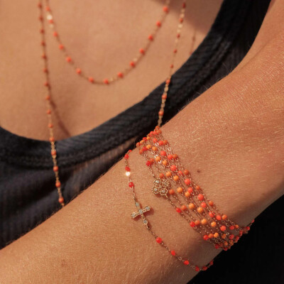 Bracelet Gigi Clozeau Classique en or jaune et résine orange, 17cm
