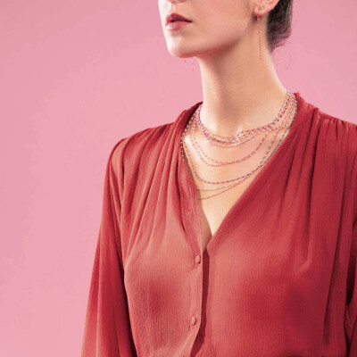 Collier Gigi Clozeau Classique en or jaune et résine rose, 42cm