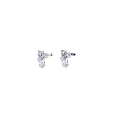 Boucles d'oreilles Art Déco en or blanc et diamants