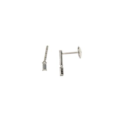 Boucles d'oreilles Art Déco en or blanc et diamants sur système alpa