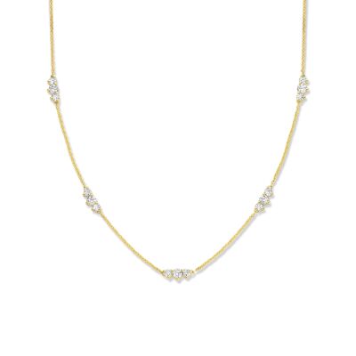 Collier Infini motifs or jaune et diamants