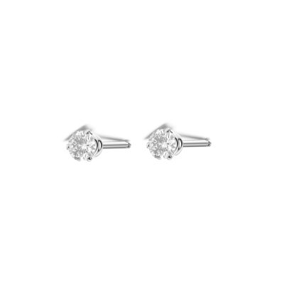 Boucles d'oreilles Infini diamants 3 griffes en or blanc
