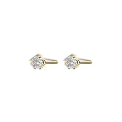 Boucles d'oreilles Infini diamants 3 griffes en or jaune