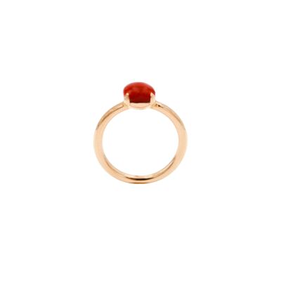 Bague or rose et corail serti 4 griffes