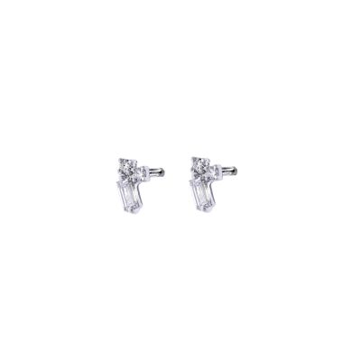 Boucles d'oreilles Art Déco en or blanc et diamants