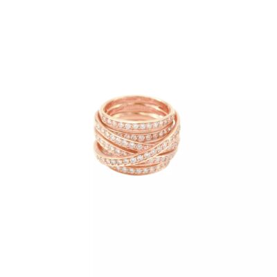 Bague croisée en or rose et diamants