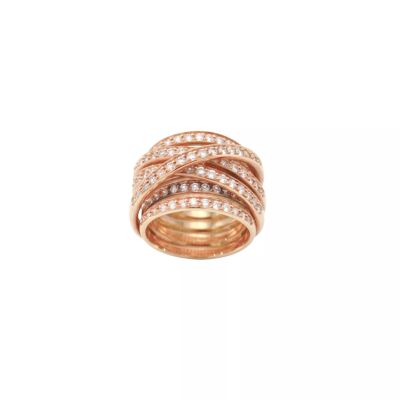Bague croisée en or rose et diamants