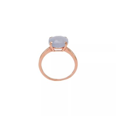 Bague en or rose et jade lavande