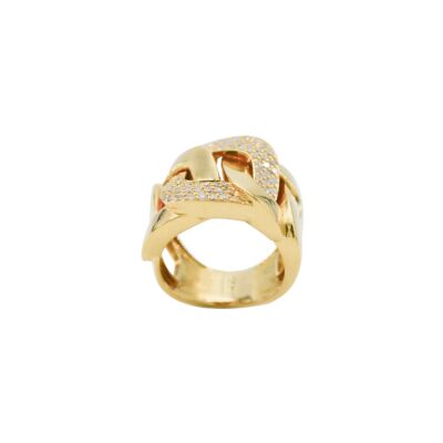 Bague en or jaune et pavage diamants