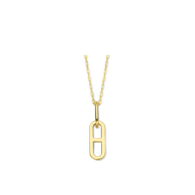 Collier en or jaune sur chaîne forçat fermoir mousqueton en or jaune