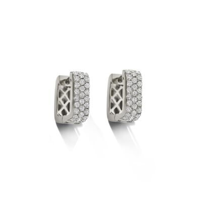 Boucles d'oreilles SoHo créoles pavage diamants en or blanc