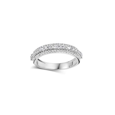Bague Art Déco demi-tour diamants en or blanc