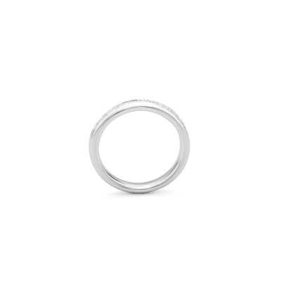 Alliance demi-tour diamants taille princesse sertis rail or blanc