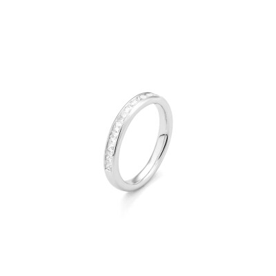 Alliance demi-tour diamants taille princesse sertis rail or blanc