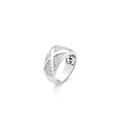 Bague en or blanc et pavage diamants