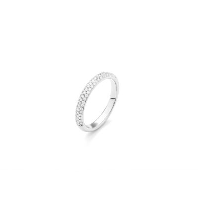Bague demi-tour pavage diamants sur or blanc