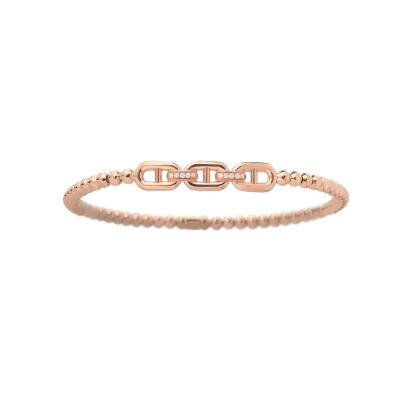 Bracelet billes or rose 3 mailles marine et diamants