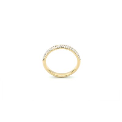 Bague demi-tour pavage diamants sur or jaune