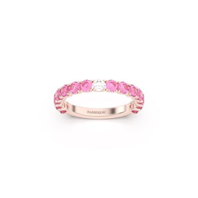 Alliance Bassereau 1897 en or rose, saphirs roses et diamant