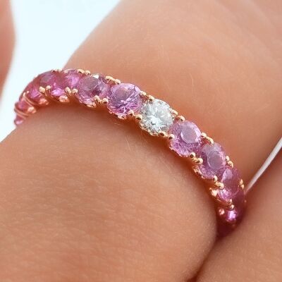 Alliance Bassereau 1897 en or rose, saphirs roses et diamant