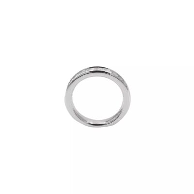 Alliance demi-tour diamants sertis rail or blanc