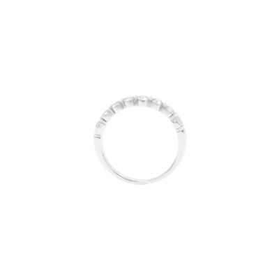 Alliance en or blanc et demi-tour diamants serti barettes