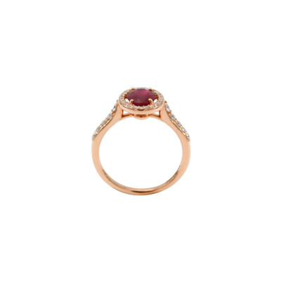 Bague en or rose, rubis et diamants
