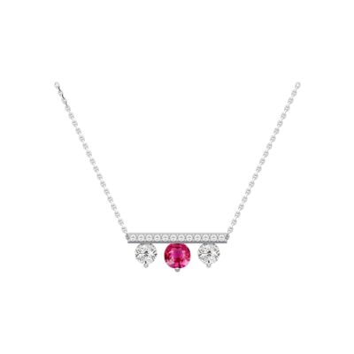 Collier SoHo en or blanc, saphir rose et diamants