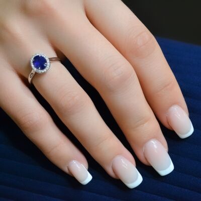 Bague 1897 en or blanc, saphir et diamants