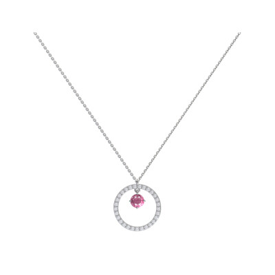Pendentif 1897 en or blanc, saphirs roses et diamants