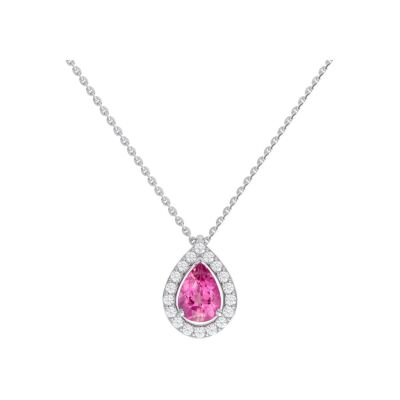 Pendentif 1897 en or blanc, saphir rose et diamants