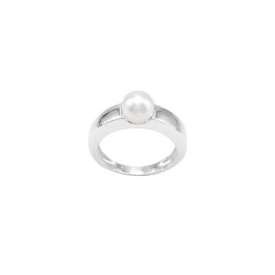 Bague en or blanc et perle de culture d'eau douce 6,5 - 7 mm