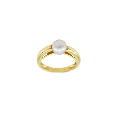Bague en or jaune et perle de culture Akoya 6,5 - 7mm