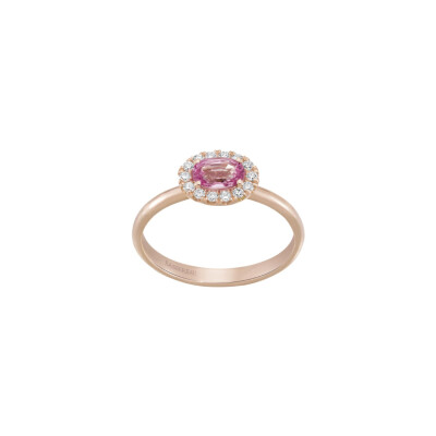 Bague 1897 en or rose, saphir rose et diamants