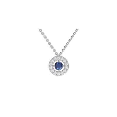 Collier 1897 en or blanc, saphir bleu et diamants