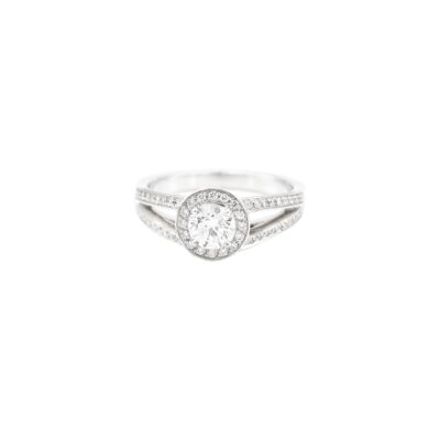 Solitaire diamant et entourage diamants certifié