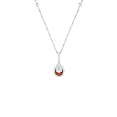 Collier Art Déco en or blanc, rubis et diamants