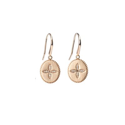 Boucles d'oreilles or rose motif étoile diamants