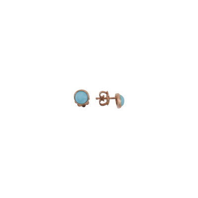 Boucles d'oreilles or rose et pierre bleue turquoise