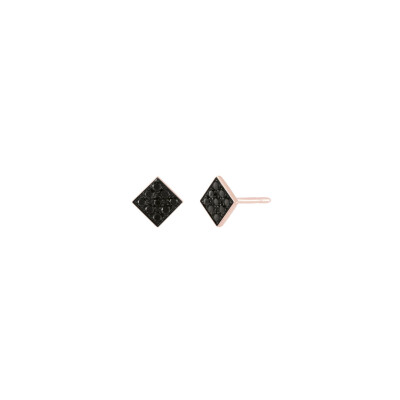 Boucles d'oreilles Luna B en or rose et diamants noirs