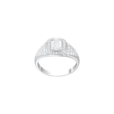 Bague Art Déco en or blanc et diamants